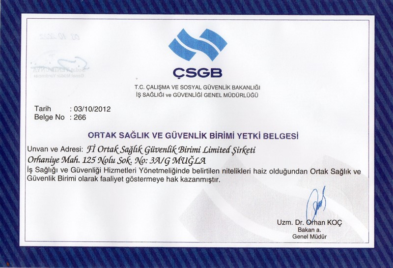 OSGB Yetki Belgesi
